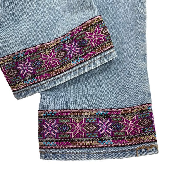 Nobo Jeans Patchwork Boho Distressed Flower Teal Pink Button Fly Junior 11 - Picture 12 of 13